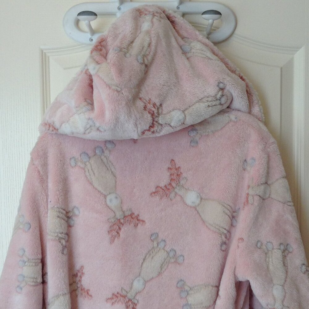 La Vie en Rose Women's Size M Hooded Bathrobe Housecoat Plush Bath Robe - Picture 8 of 10